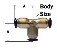 Nickel Plated Brass Push In Union Tee Diagram